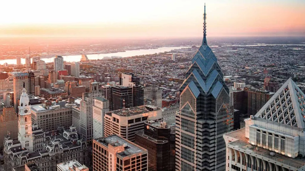 a city with a tall building philadelphia property search